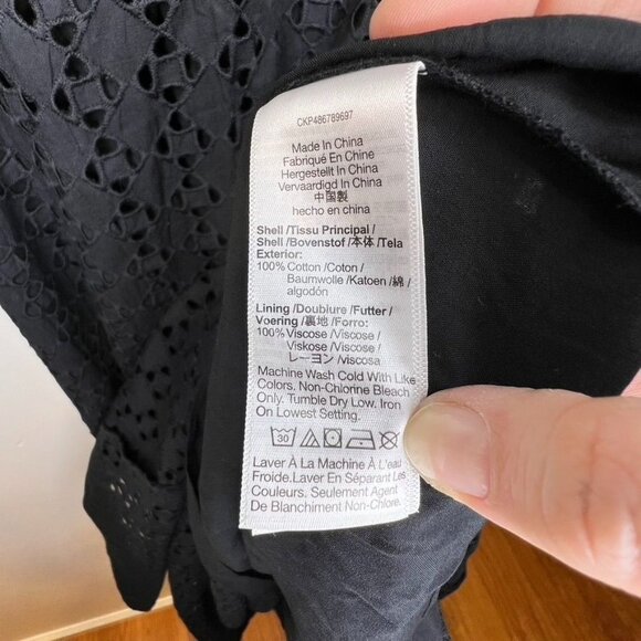 Madewell Black Eyelet Maxi Dress Size 00 Cotton Sleeveless Deep V-Neck NWT - Picture 4 of 7